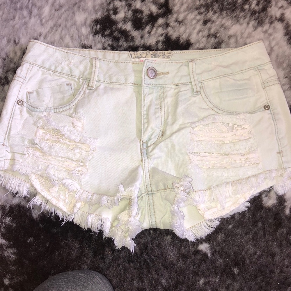 Light-wash denim shorts